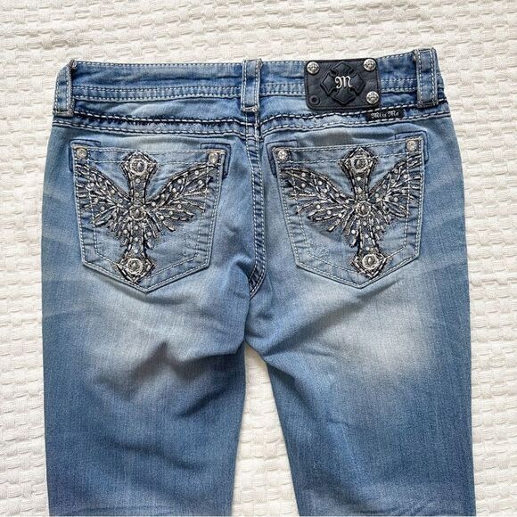 Miss Me Womens Size 29 Signature Rise Boot Cut Jeans Embellished Back Pockets - Picture 9 of 14
